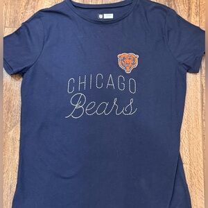 Sold Bears NFL T-Shirt Tee Logo Center Navy Blue Womens M Football